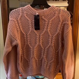 Cozy Pink Cable Knit Sweater